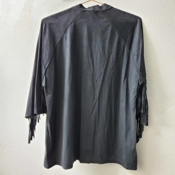 GINGER G | Fringe Boho Open Front Cardigan Black Small - Picture 2 of 6